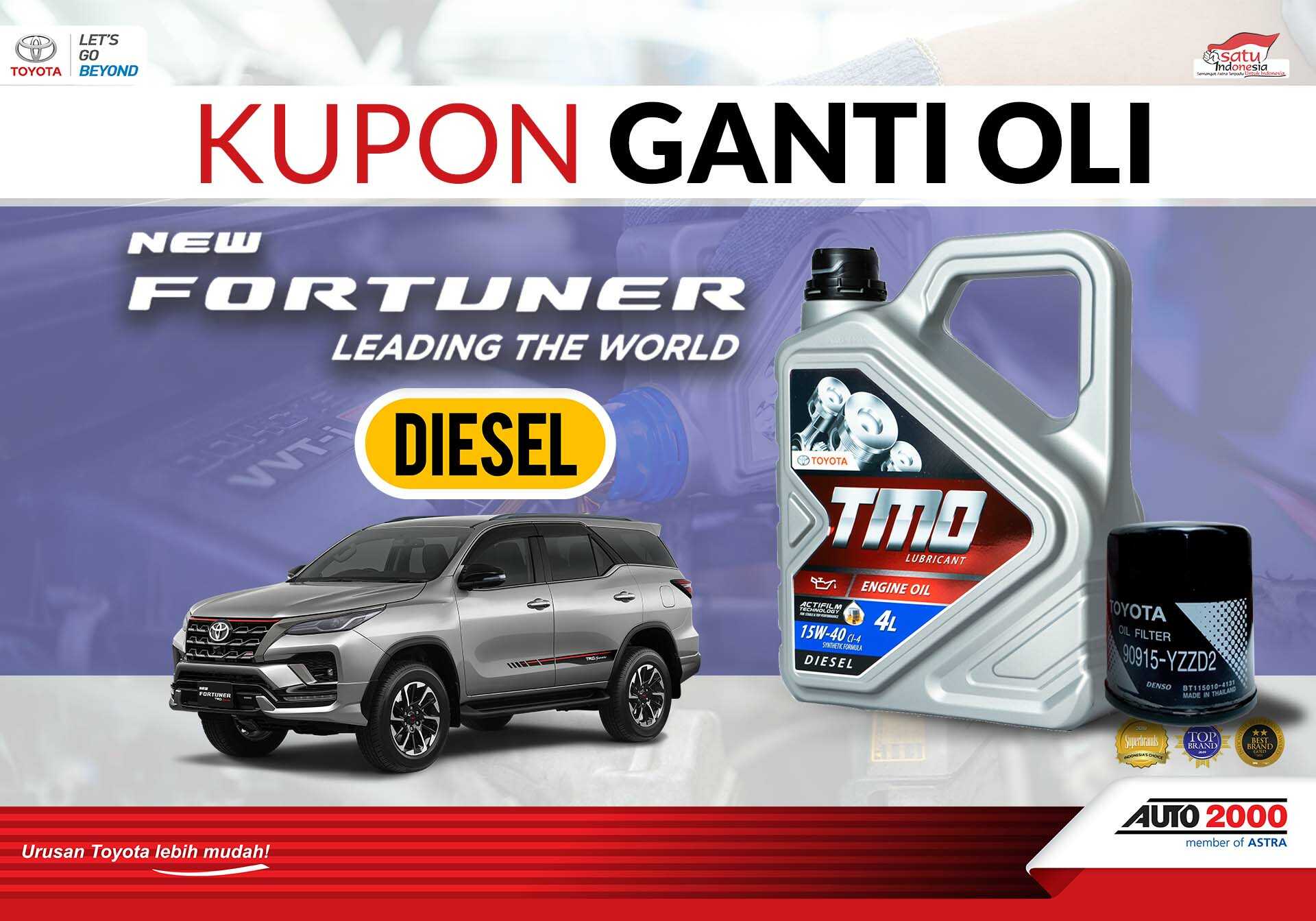 Kupon Ganti Oli Fortuner Diesel M/T Kupon Ganti Oli Fortuner Diesel M/T